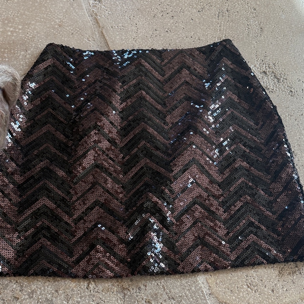 Trina Turk Black Sequin Mini Skirt